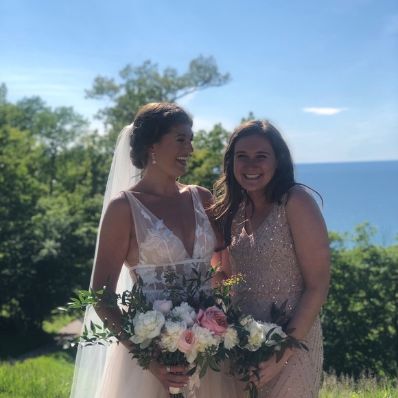 BHDLN X Anthropologie Blaise Sequined -blush pink - Picture 6 of 7